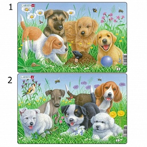 Пазл – Щенята, 2 варианта, 9 деталей (Larsen, CU4k)